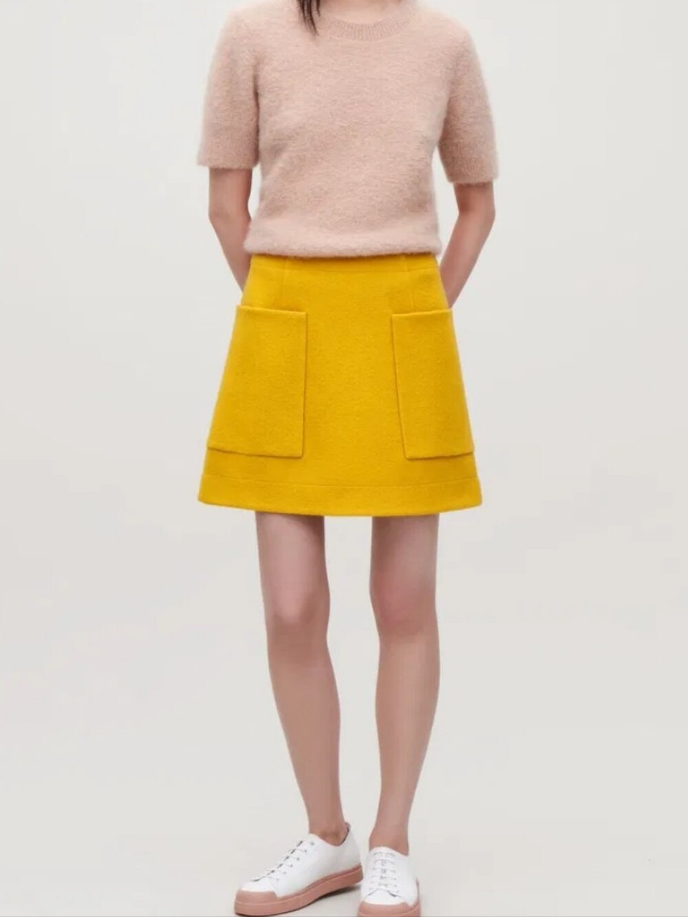 COS Wool Mini Skirt — Yellow (Size 40 / US 10)